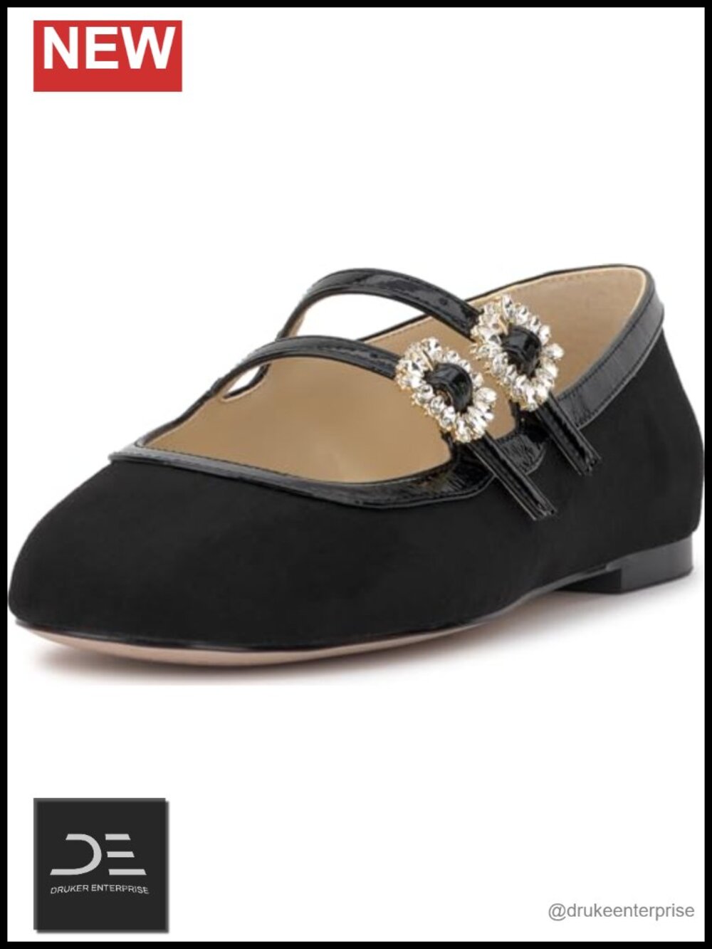 Faux Suede Ballet Flat with Buckle